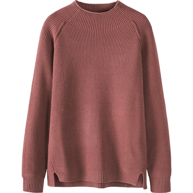 森马半高领毛衣男宽松落肩韩版毛衫冬季温暖开叉针织衫多色潮