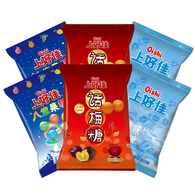 上好佳水果糖组合装 3种口味 共6包 袋装混合味糖果 儿童糖休闲聚会零食