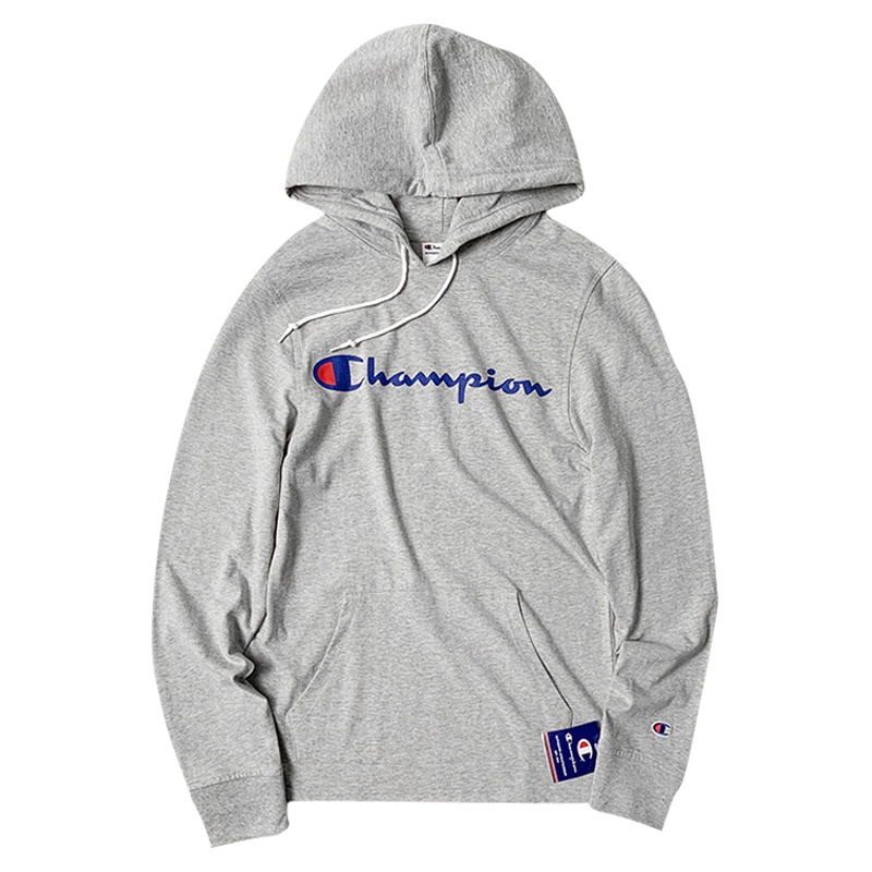 Champion 冠军美版潮牌男女款经典草写蓝LOGO加厚连帽卫衣 CHA-T4177-549921