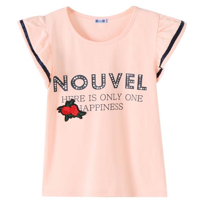 铅笔俱乐部童装2020夏装新款女童T恤中大童小飞袖儿童休闲短袖潮