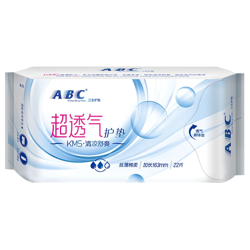 ABC丝薄棉柔护垫22片K21 163mm*22片 4包