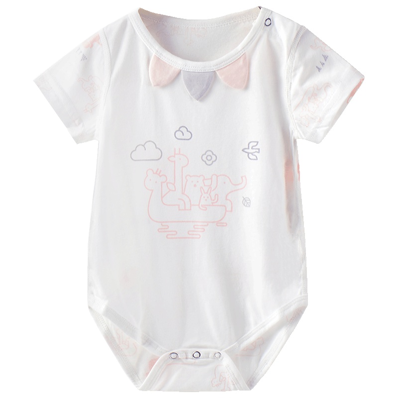 童泰TONGTAI婴幼儿夏季内衣短袖包屁衣1-2个月宝宝半袖三角爬服婴幼儿通用73cm