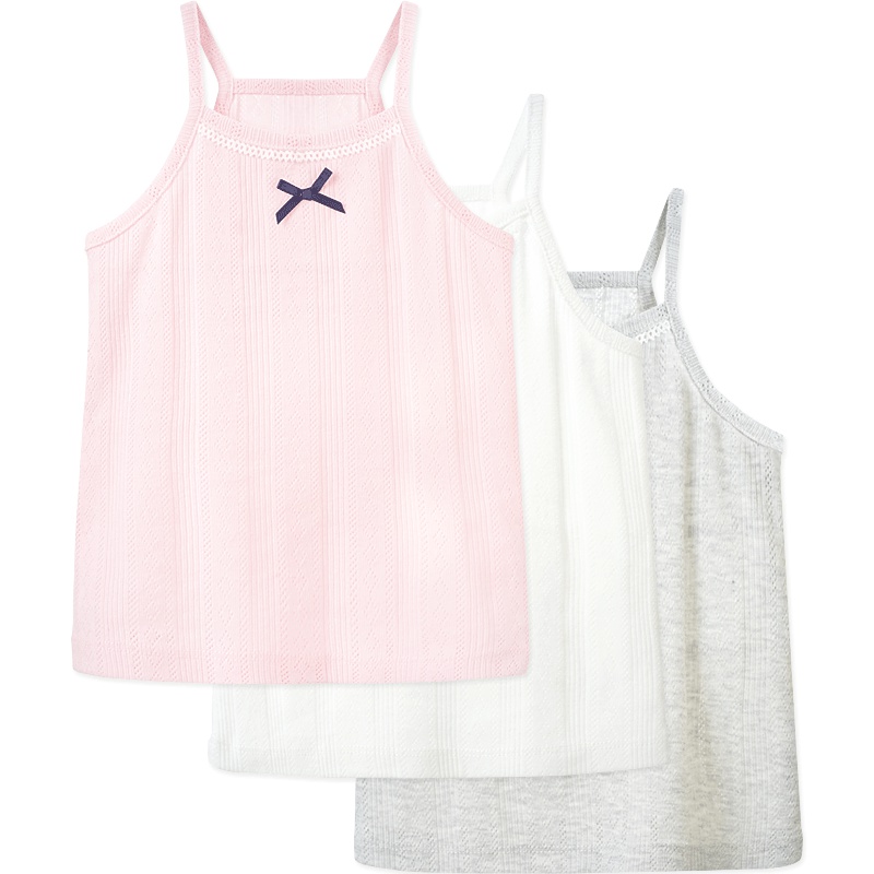 婴姿坊童装女童女宝宝夏季吊带蝴蝶结镂空休闲内搭日系上衣