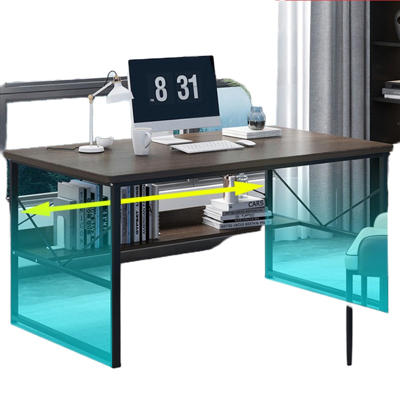 顶鸿DH-HY0381 板式双层收纳现代简约学习桌台式办公桌子 乌木色 100*60*74CM