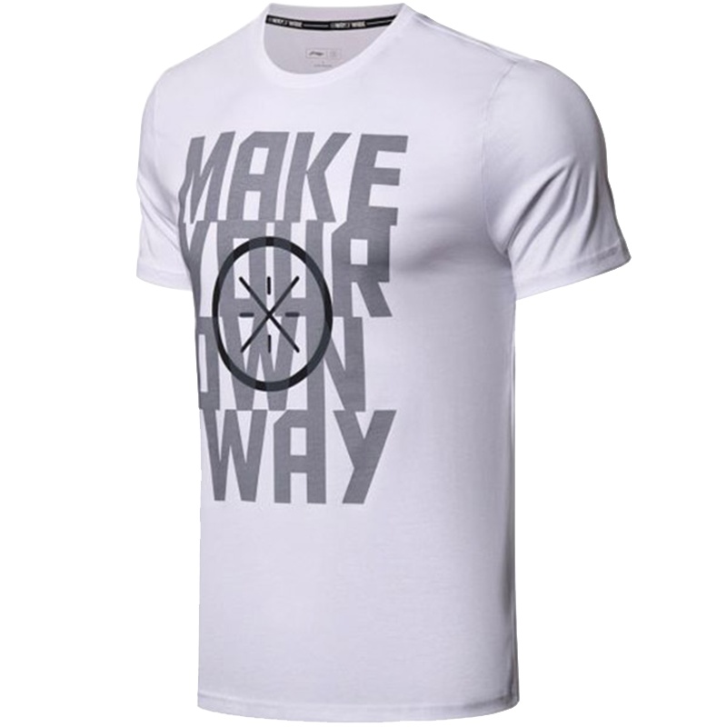 李宁男装短袖训练系列简约短袖T恤舒适透气圆领上衣