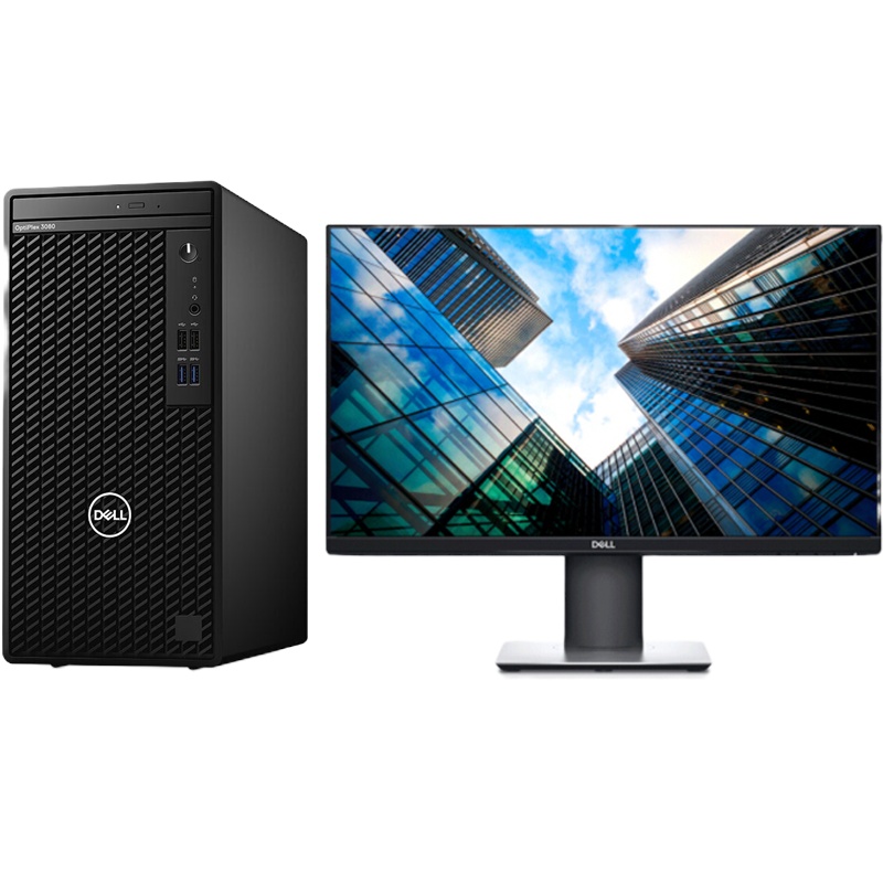戴尔(DELL)OptiPlex 3080MT台式办公电脑i5-10500/8G/256G+1T/2G独显/P2419H