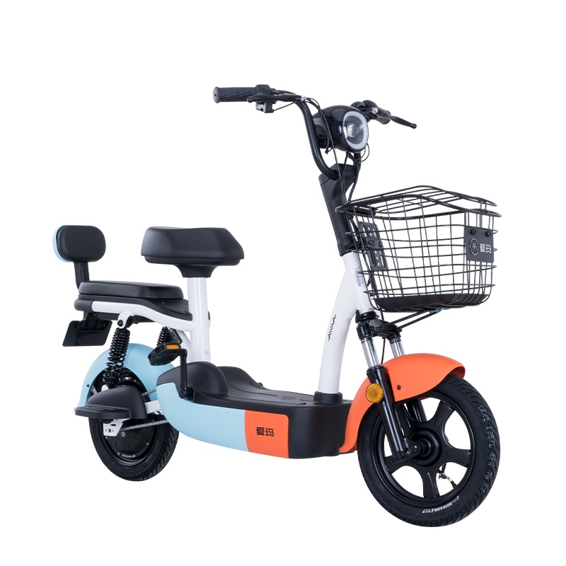 爱玛(AIMA)小电驴牛牛国潮来袭48V12AH铅酸电池时尚电动自行车源彩暖咖+源彩黄