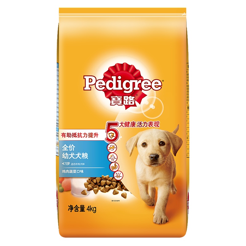 宝路全价幼犬犬粮 鸡肉蔬菜口味 4kg