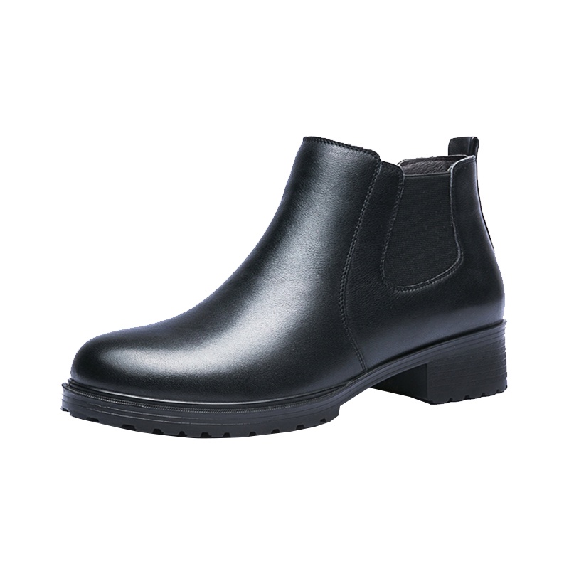 奥康女鞋秋冬马丁靴女英伦粗跟切尔西女靴学生短靴单靴