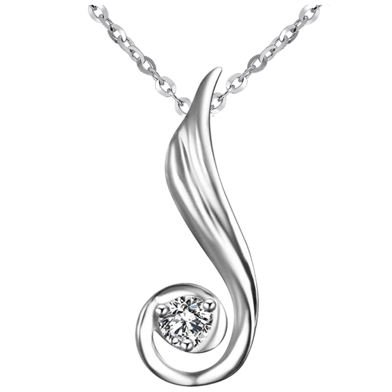 梦克拉 PT950铂金钻石吊坠 单钻吊坠 简约 钻石挂坠 女款项坠 缠绵