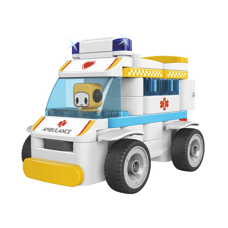 百变布鲁可救护车拼装布鲁克玩具男孩女孩儿童益智大颗粒拼插积木