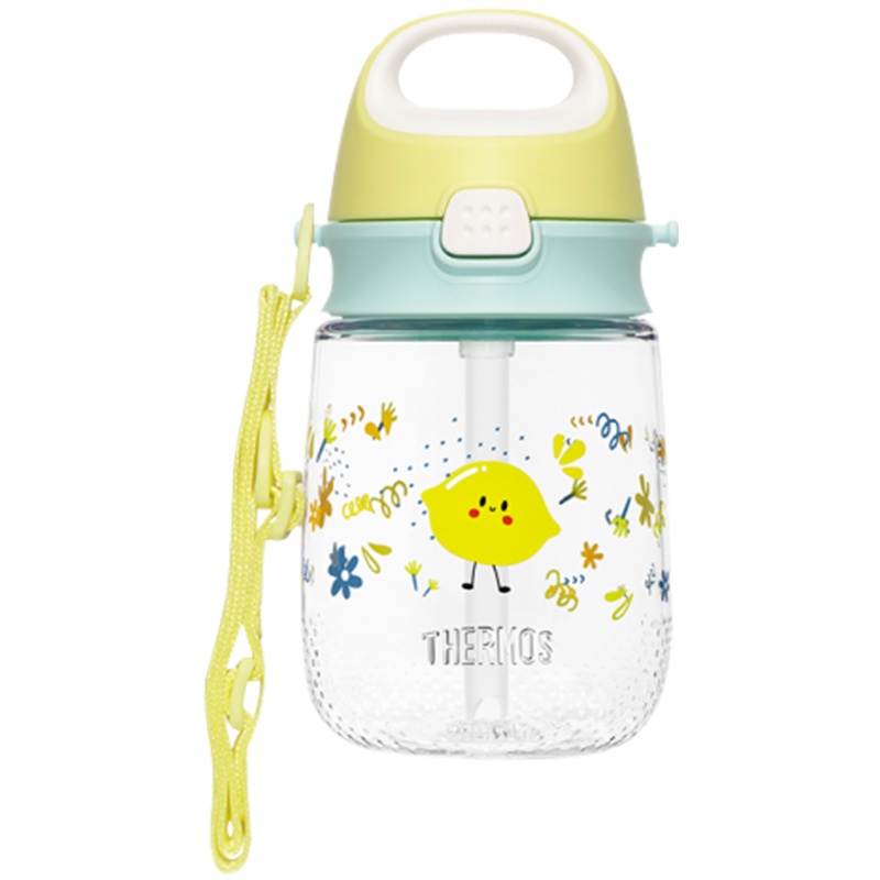 膳魔师THERMOS儿童吸管杯便携塑料杯宝宝水杯学饮杯防摔水果主题夏季水杯BBSA-370 黄色