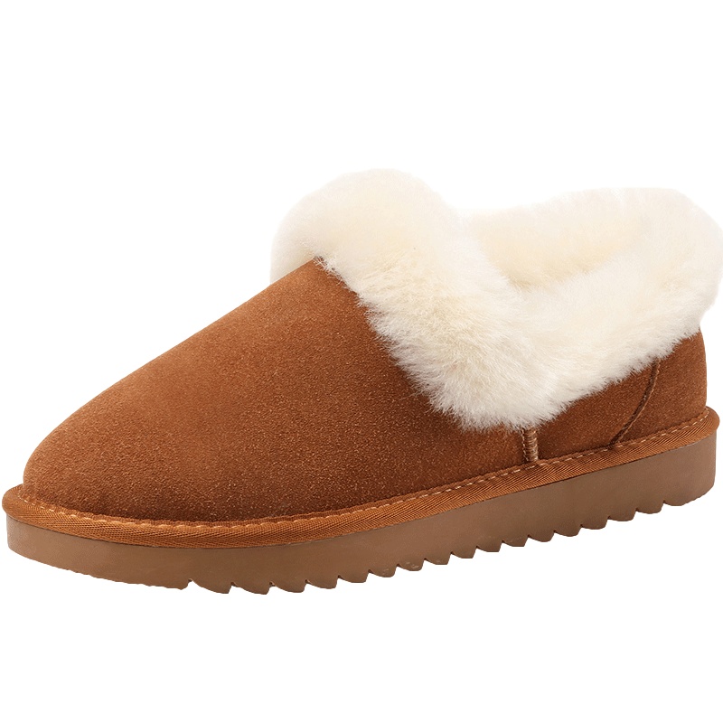 公猴短筒雪地靴女真皮2020新款秋冬加绒及踝棉鞋保暖防滑懒人短靴