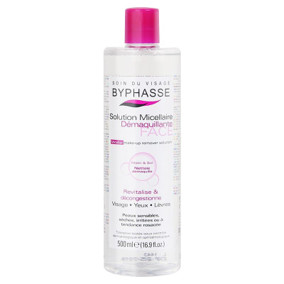 BYPHASSE 蓓昂斯 西班牙进口温和卸妆水500ml(眼唇脸三合一脸部清洁无刺激眼唇保湿免洗不含酒精卸妆液)