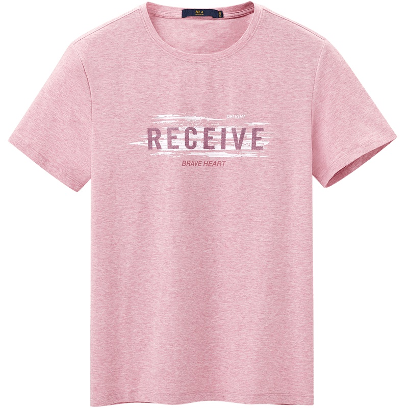 HLA海澜之家套头圆领短袖T恤2019夏季清新印花短T男 HNTBJ2R019A