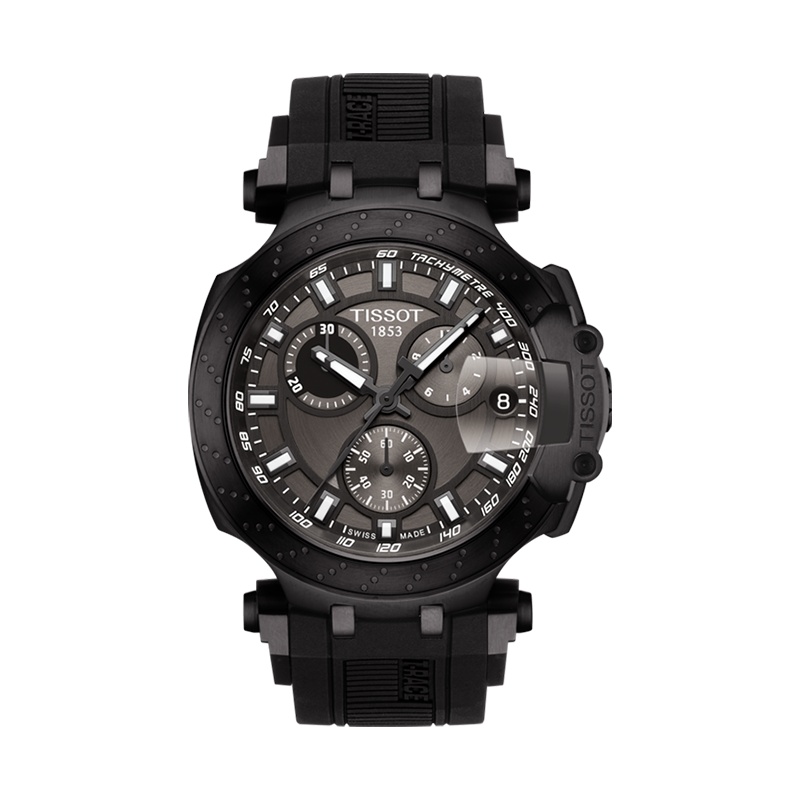 天梭(TISSOT)瑞士手表 运动休闲时尚烟灰色表盘 竞速系列硅胶男士石英表 T115.417.37.061.03