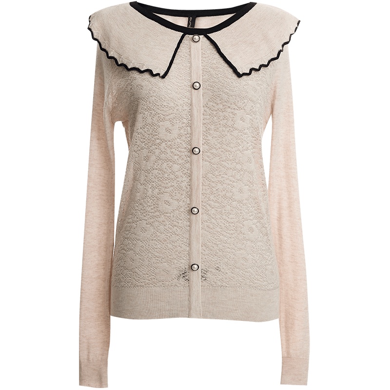 OUNIXUE欧昵雪 | [淑女范毛衣]春秋装简约修身撞色套头上衣绵羊毛混纺针织衫女