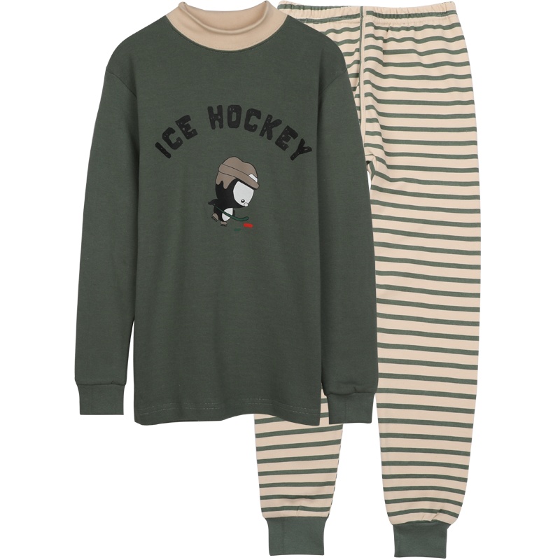 红豆儿童内衣套装中大童男童中领纯棉内衣两件套全棉保暖内衣套装中大童秋衣秋裤高领套装