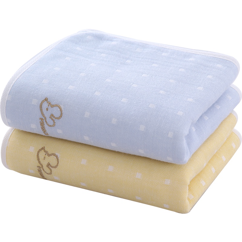 图强 2条装纱布毛巾纯棉面巾成人男女情侣柔软舒适绣花洗脸大毛巾