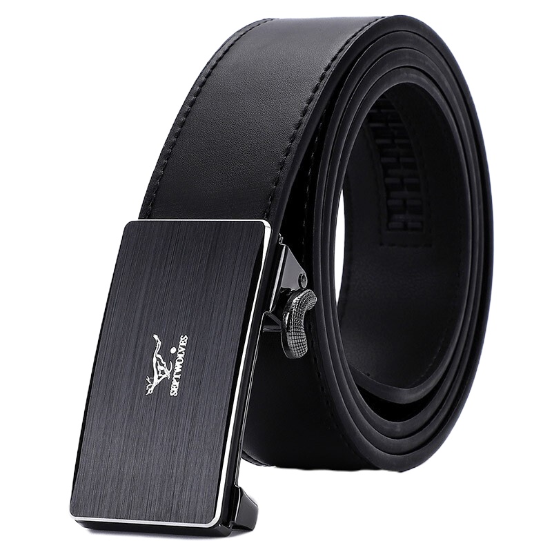 七匹狼(SEPTWOLVES) 男士皮带自动扣牛皮商务休闲男裤带中青年腰带 内扣式腰带休闲款