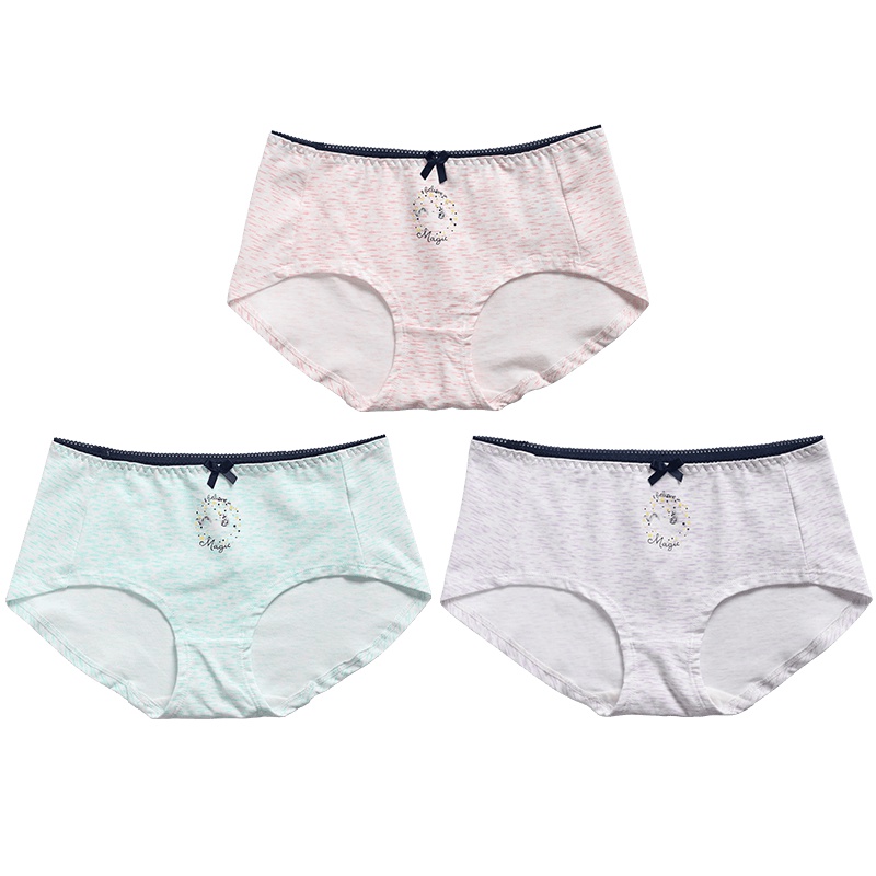 爱帝棉质性感中腰少女三角裤头女士甜美风舒适透气夏季内裤女3条组合装