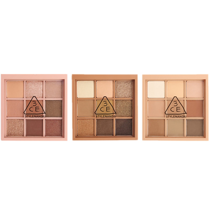 韩国3CE overtake九宫格九色眼影盘9色新款情调秋冬珠光哑光南瓜色大地色8.1g #overtake-暖棕色