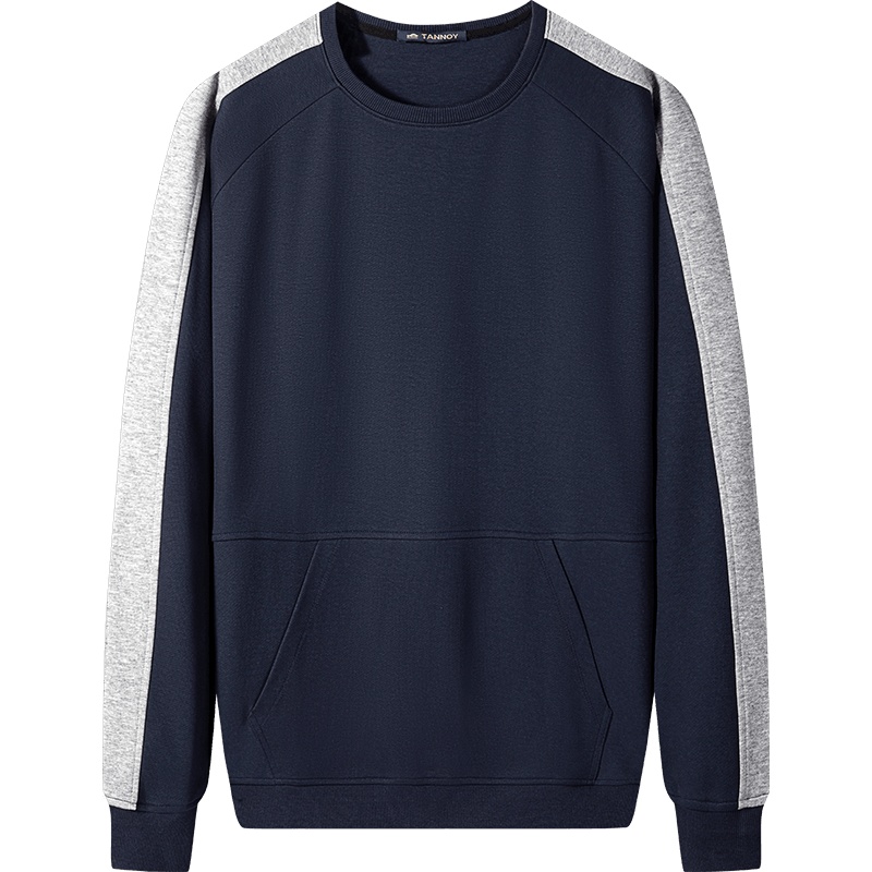 【拼接卫衣】柒牌长袖卫衣男春秋新款商务休闲弹力圆领套头打底衣