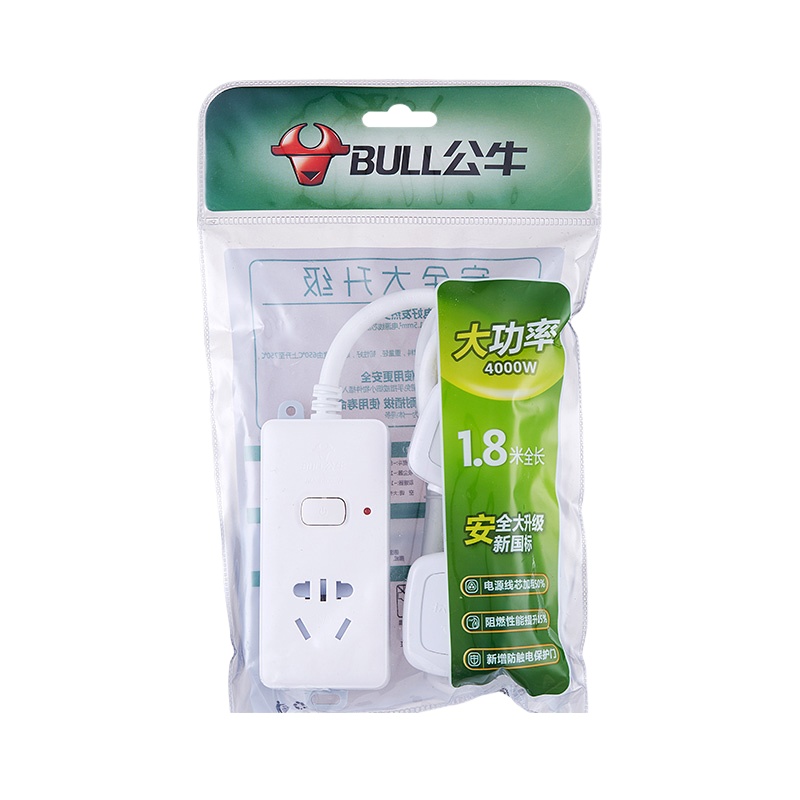 公牛16A插座转换器大功率接拖线板GN-104D 全长1.8米