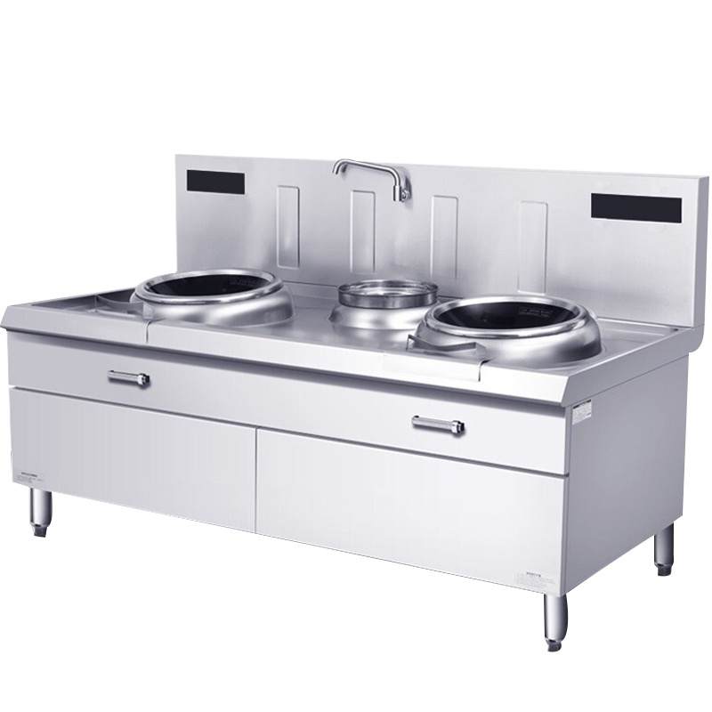 德玛仕(DEMASHI)大功率商用电磁大锅灶学校单位食堂 12kw双头单尾爆炒炉HW-SXC12C-01(304材质)