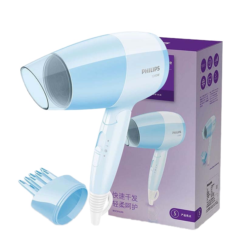 飞利浦(Philips) BHC016/05电吹风 家用大功率 三挡冷热风吹风筒 可折叠 恒温 设计 单台价格
