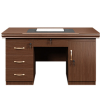 尊号 实木贴皮政府教师油漆电脑单人办公桌1400*870*860胡桃色单人桌