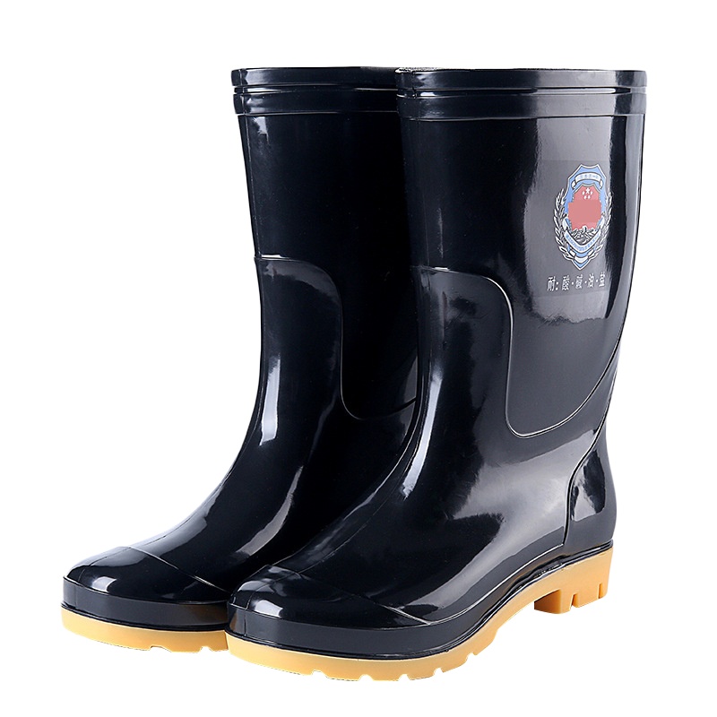 [规格:5双 39-45码可选 ]防滑耐磨雨鞋 防水雨靴 中筒男士水鞋水靴胶鞋套鞋 中帮雨鞋三防劳保黑色胶鞋