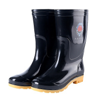 [规格:5双 39-45码可选 ]防滑耐磨雨鞋 防水雨靴 中筒男士水鞋水靴胶鞋套鞋 中帮雨鞋三防劳保黑色胶鞋