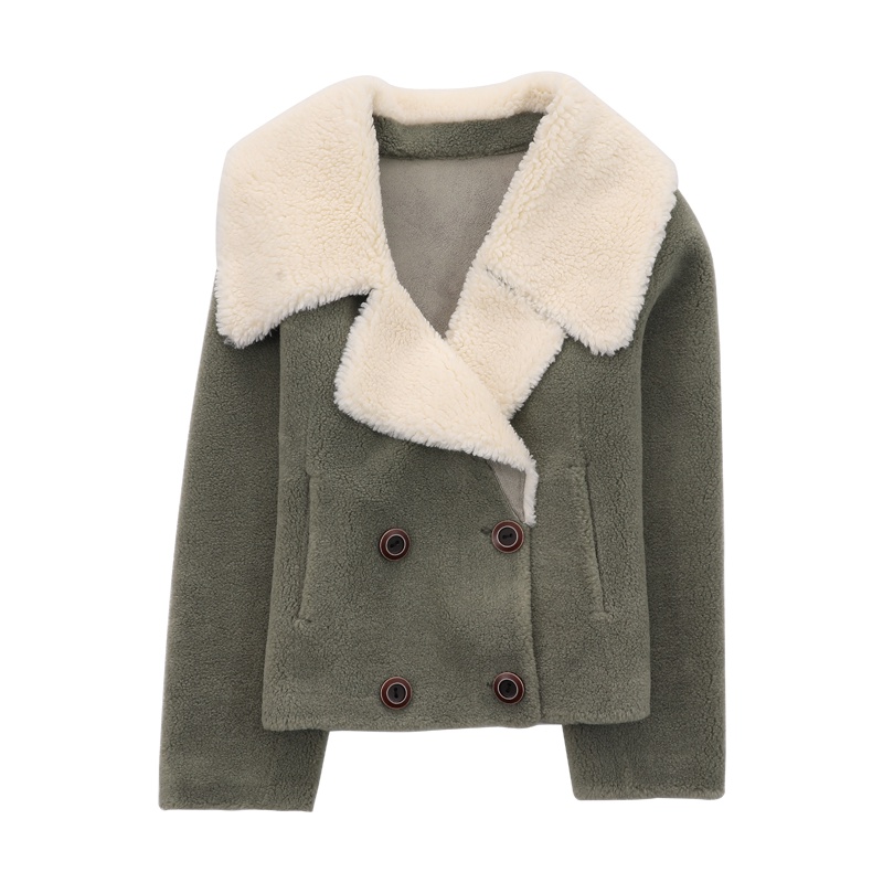 雪米贝奴皮草2019新款颗粒羊剪绒羊毛大衣女皮毛一体短款冬季外套