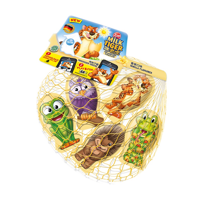 卓德(zott) 德国进口儿童咪老虎香草口味奶酪(再制干酪) 成长奶酪棒 儿童高钙奶酪 100g *3