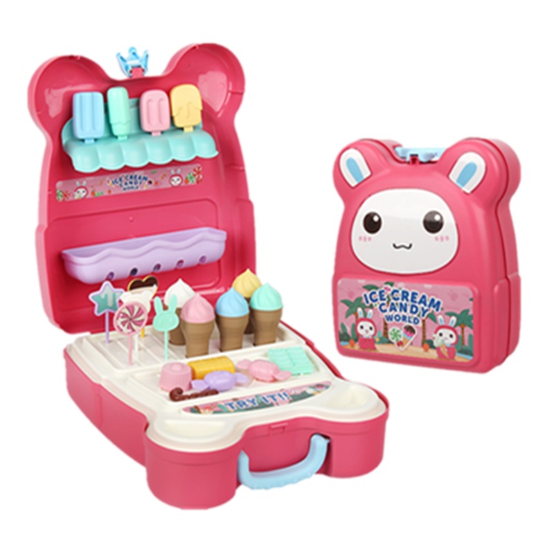 米宝兔冰淇淋玩具女孩糖果雪糕套装3-6岁男女孩儿童过家家玩具内置背包