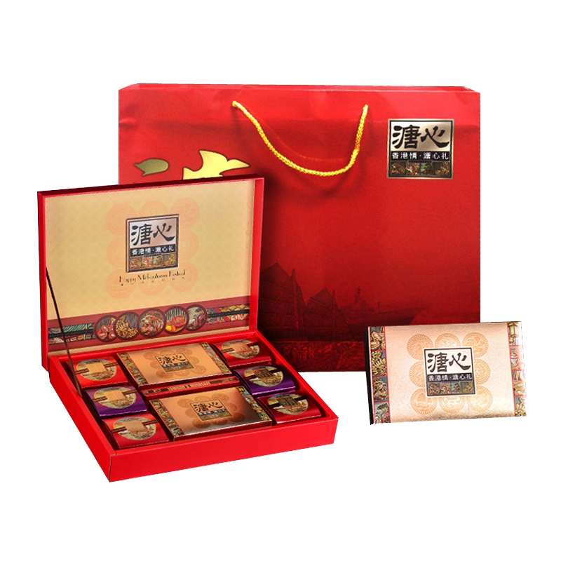 溏心流金岁月蛋黄莲蓉红豆沙凤梨味冬瓜蓉月饼600g10只装广式月饼