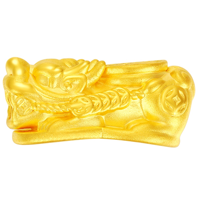 金一 足金3D硬金貔貅吊坠男女通用款路路通手串送黑曜石(定价)ACD011 约1.9g