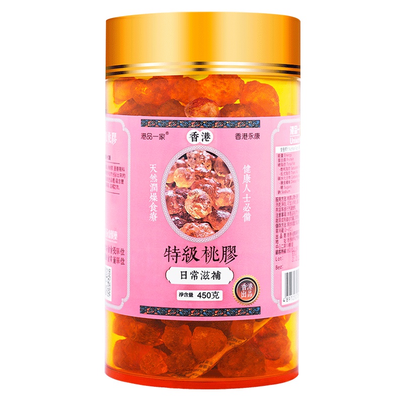 uniworks香港发货正品S级圆珠胶桃花泪 传统滋补养颜营养补充桃胶450g瓶装