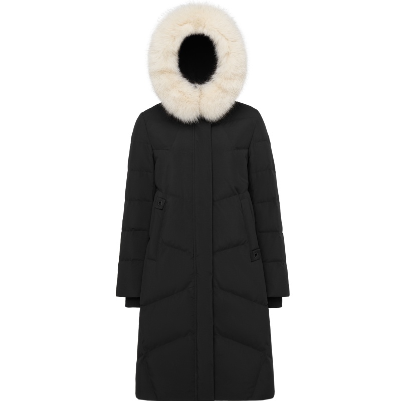 波司登女羽绒服毛领中长款新款连帽冬季保暖厚外套_1