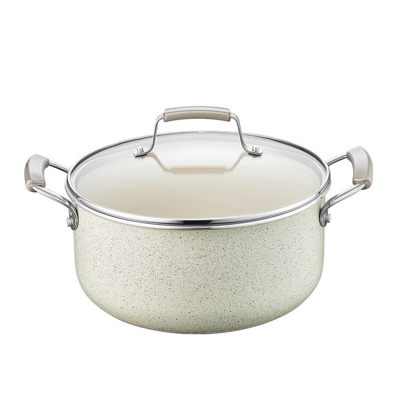 爱仕达(ASD)汤锅24CM 珐琅不粘汤锅家用煮粥锅煮锅锅具 TL24T6WG 煤气灶燃气明火专用炖锅