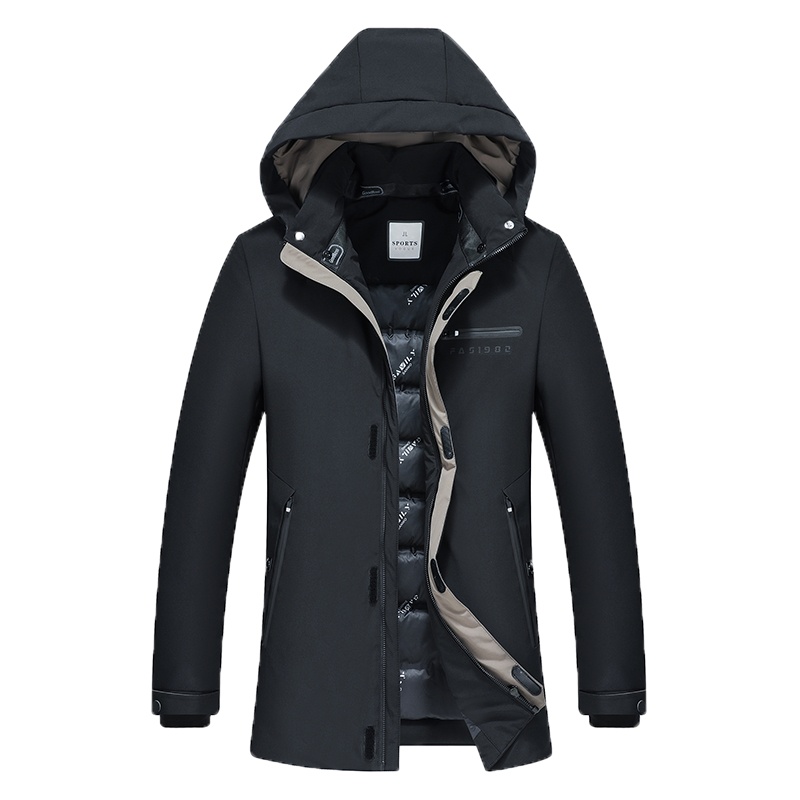 冰洁 男士2020羽绒服加厚中长款连帽外套冬季款新商务保暖防寒服