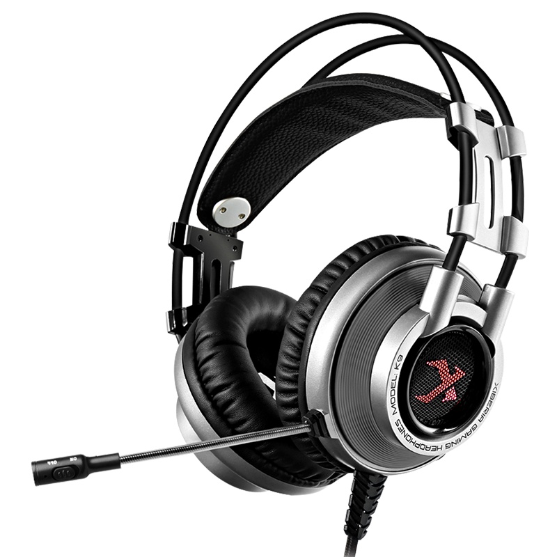 西伯利亚(XIBERIA)K9 电竞游戏耳机头戴式usb7.l声道 电脑耳机有线 吃鸡耳机带麦 七彩发光 铁灰色