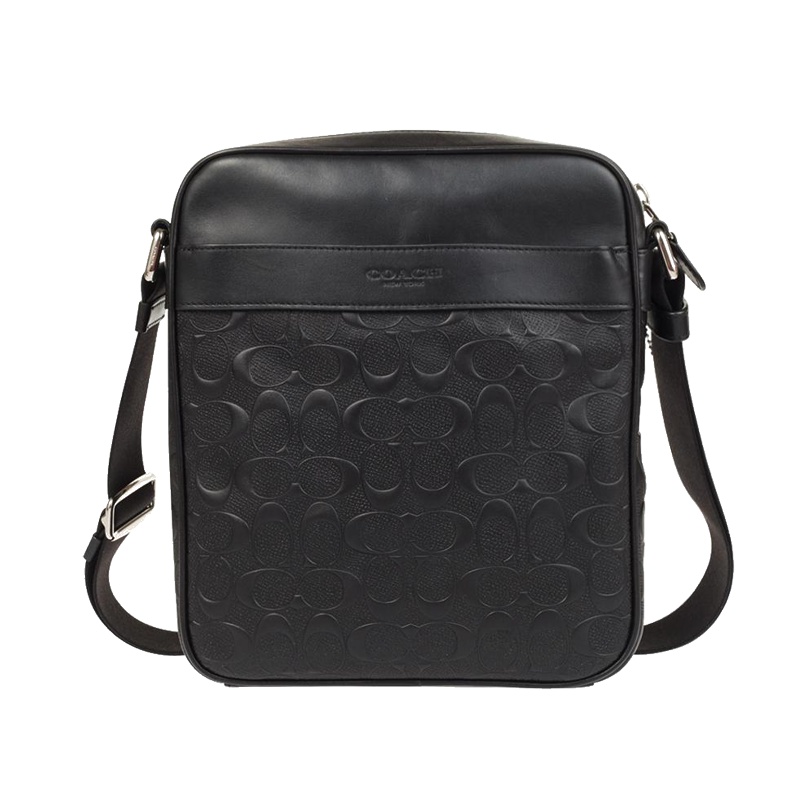 COACH 纯皮男士浮雕压花单肩斜跨包F11741