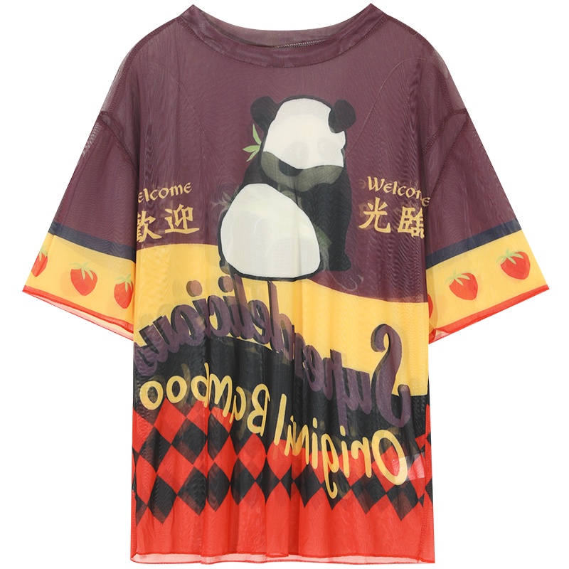 妖精的口袋网纱短袖T恤2020春季新款女士ins超火洋气打底衫上衣潮