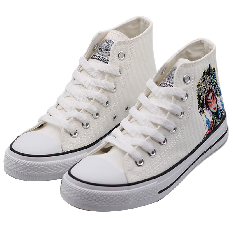 回力(Warrior)高帮帆布鞋女京剧脸谱 中国泫雅风学生百搭网红潮