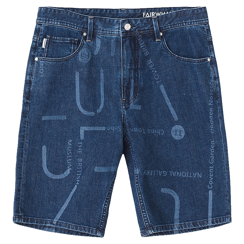 马克华菲男装夏季外穿潮流透气舒适宽松休闲牛仔短裤男