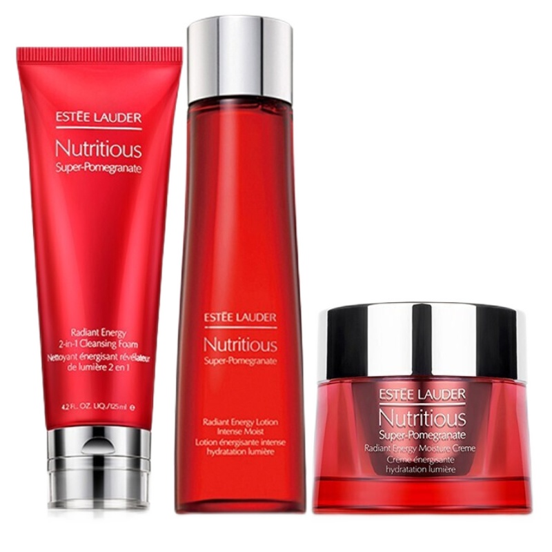 ESTEE 雅诗兰黛红石榴套装护肤套装三件套 红石榴水+洁面+面霜 补水保湿滋养