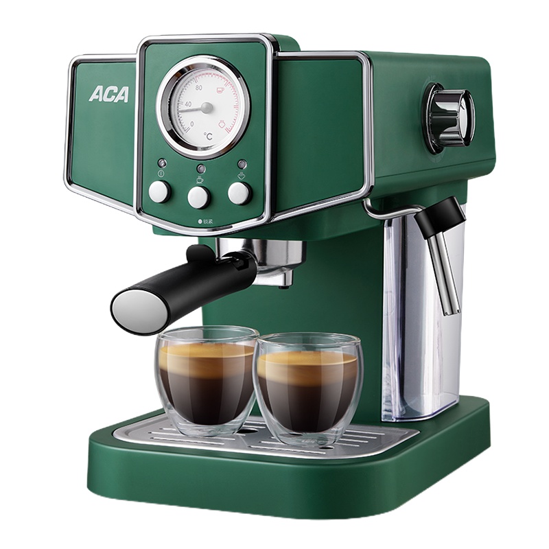 北美电器(ACA)压力式咖啡壶AC-E12K 复古意式咖啡机15帕泵高压半自动花式奶泡家用商用