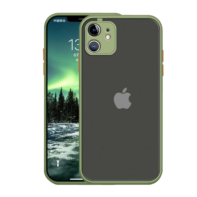 安美宝苹果11镜头全包iphone11保护套11pro磨砂肤感硬手机壳promax撞色磨砂新全包边防摔软边硬壳透明男女潮
